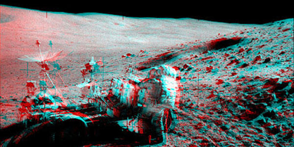 Apollo 16 John Watts Young working on Rover 