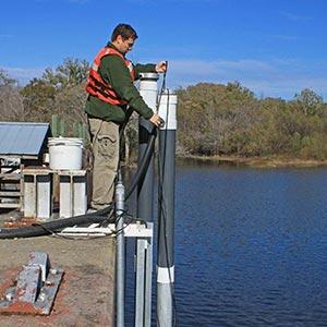 Streamgage with water quality instruments, Glynn County, Georgia