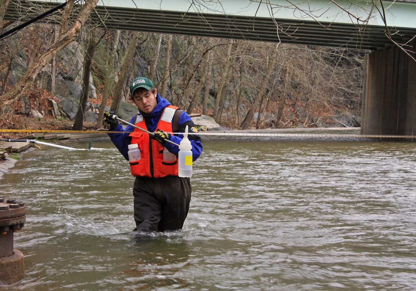 Collecting water quality samples, Patapsco River