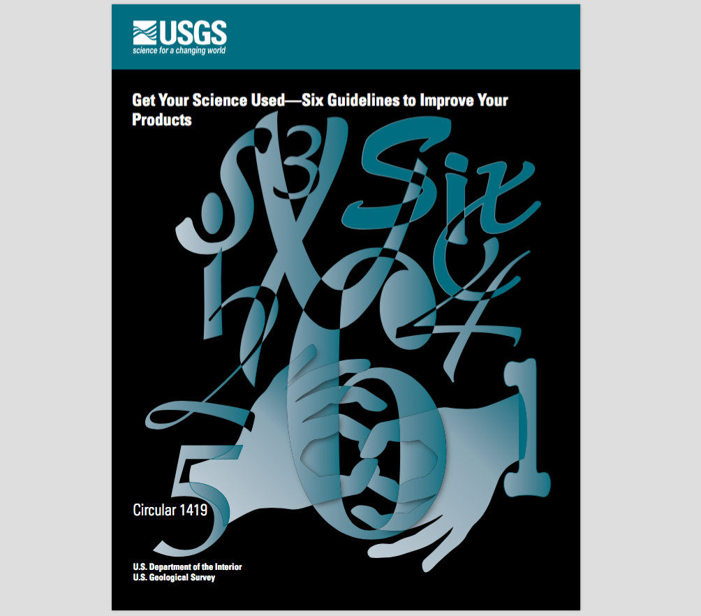 Cover of a publication, says "Get your science used - six guidelines to improve your products"
