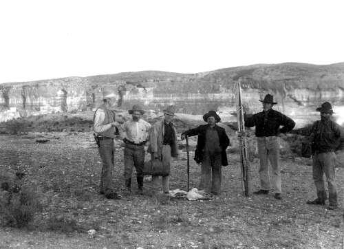 USGS Geologist Robert T. Hill and his party leaving the canyons after completing the first exploration of the Big Bend portion o