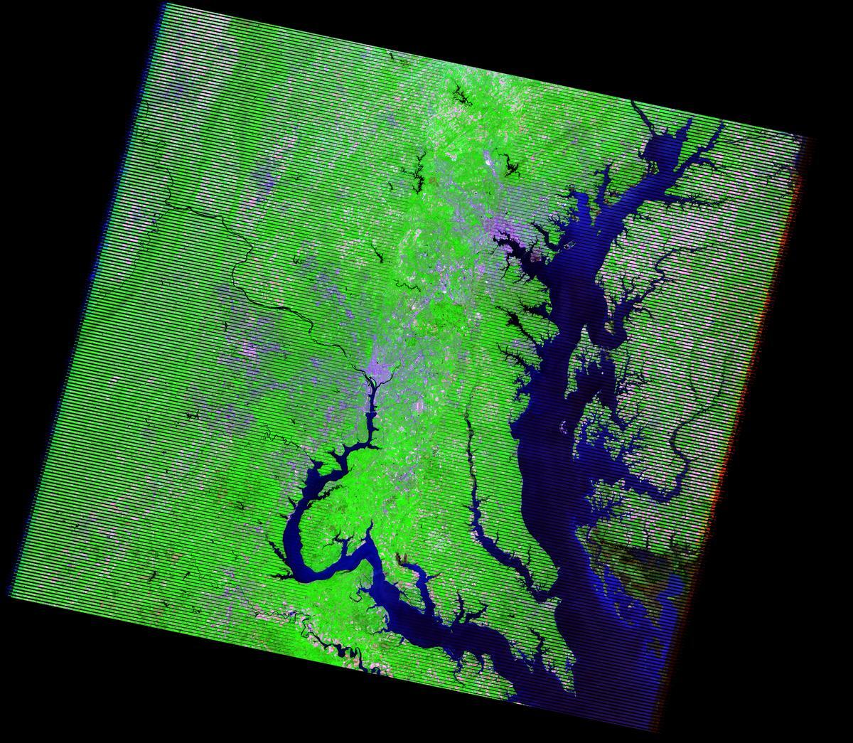 Landsat 7 Image of Washington DC and Baltimore area