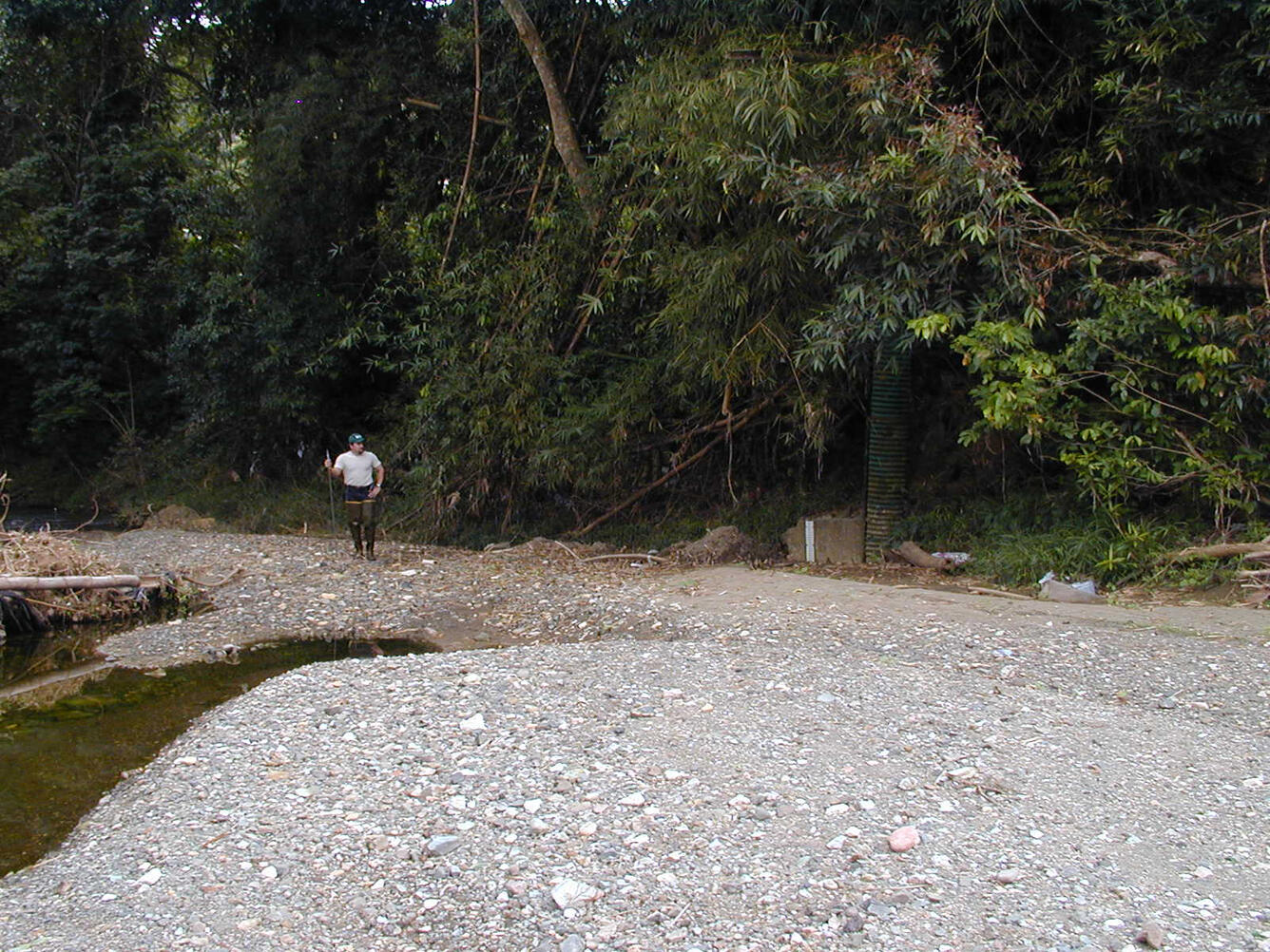 Technician on dry river