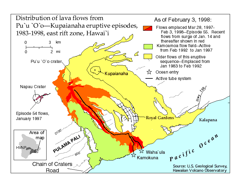 Flow-field map showing lava emplaced since January 14, 1998