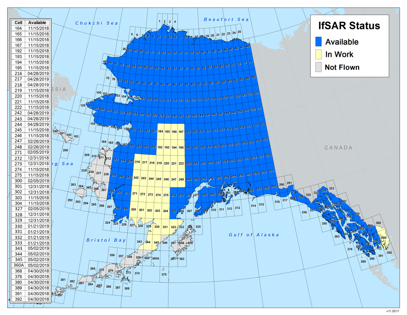 Alaska IfSAR Elevation Data Expected Delivery Dates 2018