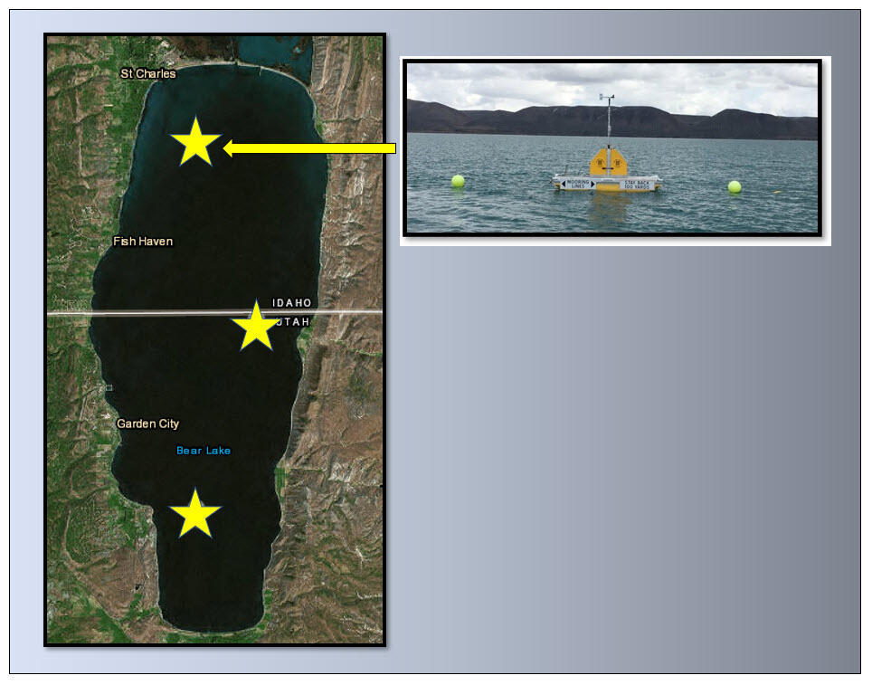 Satellite image showing location of north Bear Lake water-quality platform