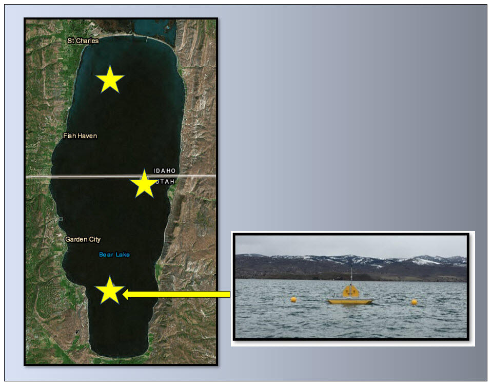 Satellite image showing location of south Bear Lake water-quality platform