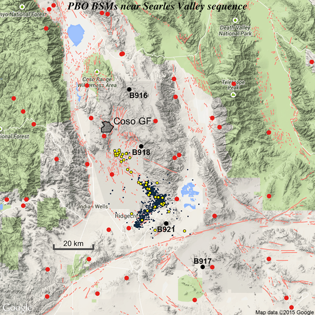 Image shows a map of the earthquake area with quake locations marked