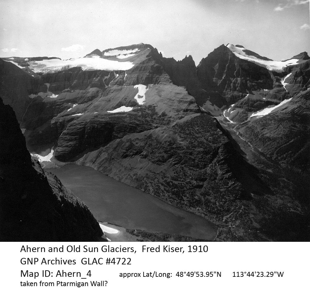 Ahern Glacier in Glacier National Park, circa 1910.  Image 5 of 6