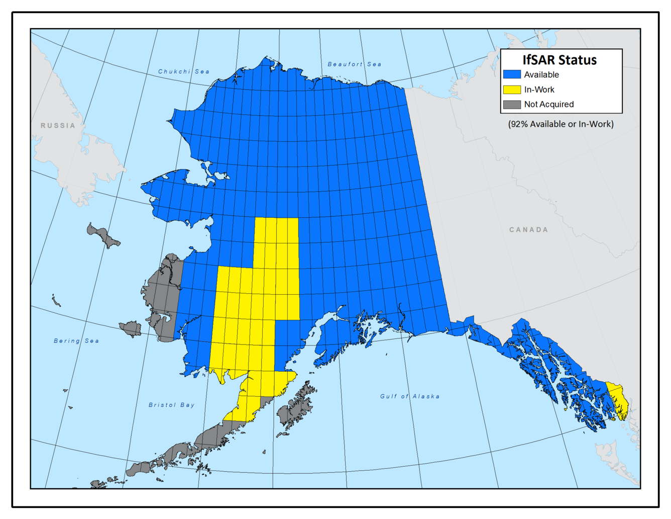 Alaska IfSAR Status With Available and In Work March 2018