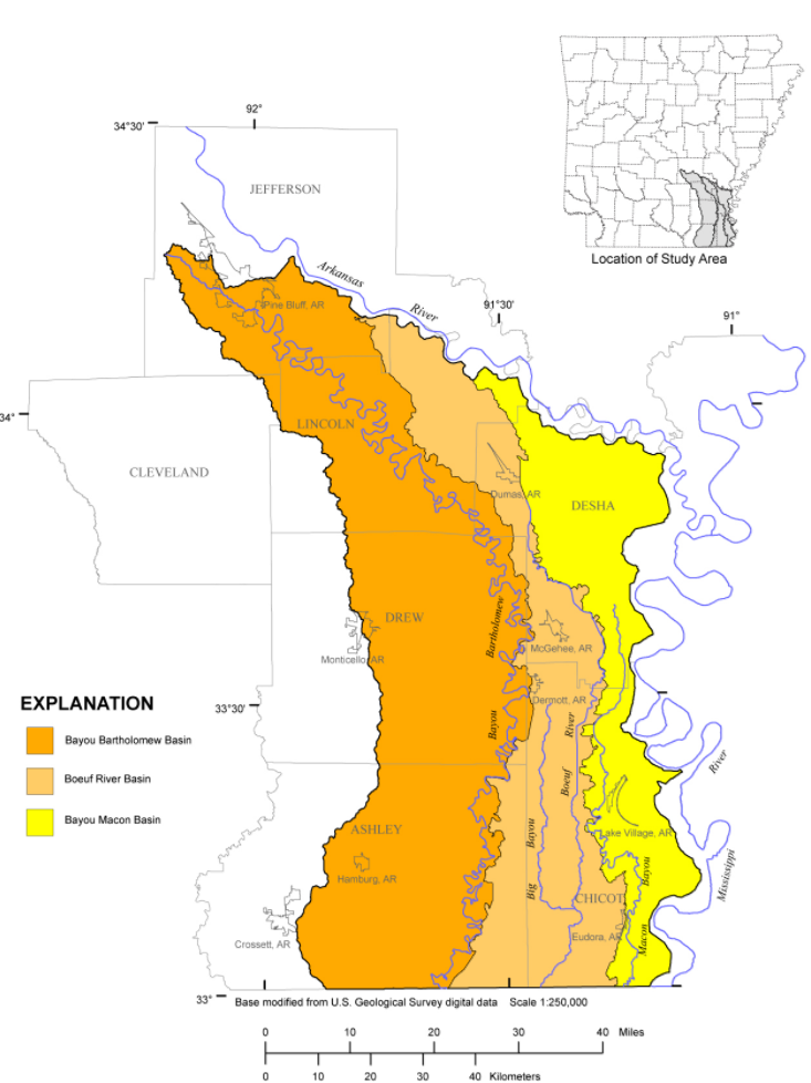Map of Southeastern Arkansas Chloride study area