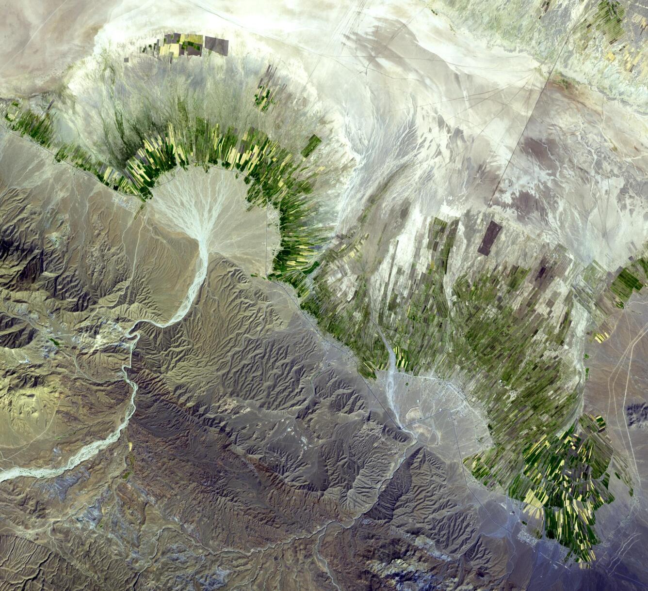 Alluvial Fan, Iran, ASTER image