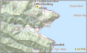 Map of a coast showing a study area.