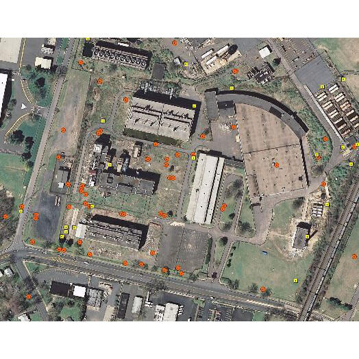 Areal view of the well field at the NAWC site