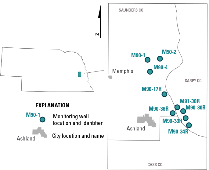Groundwater Quality Wells near Ashland, NE Location Map