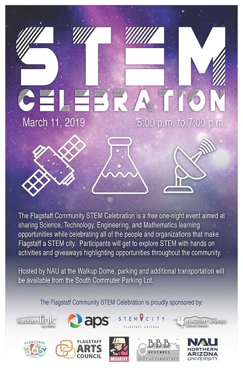 A Poster advertising upcoming STEM night in Flagstaff