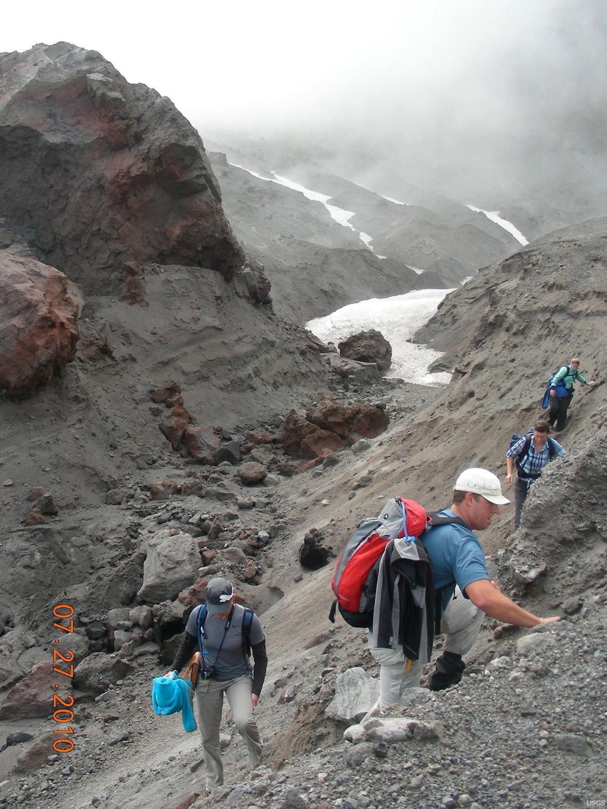 Students at Augustine Volcano, Alaska