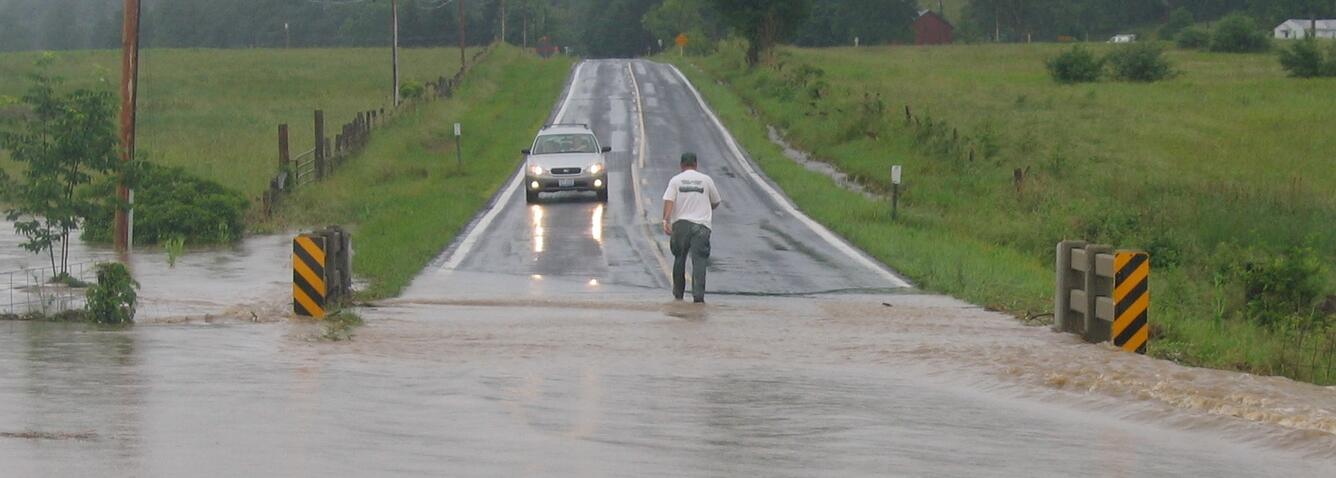 Flooded road in Highland County Virginia