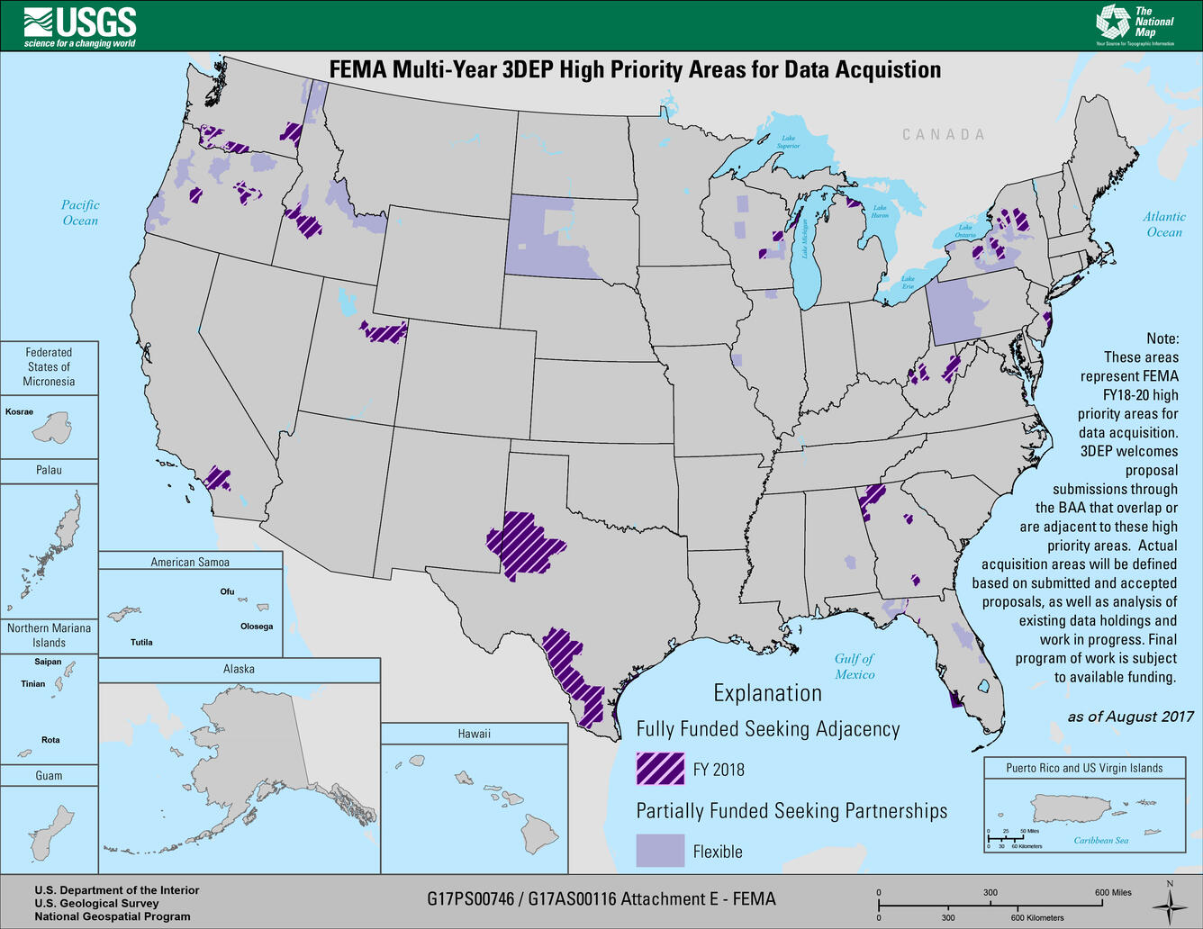 areas represent FEMA FY18-20 high priority areas for data acquisition