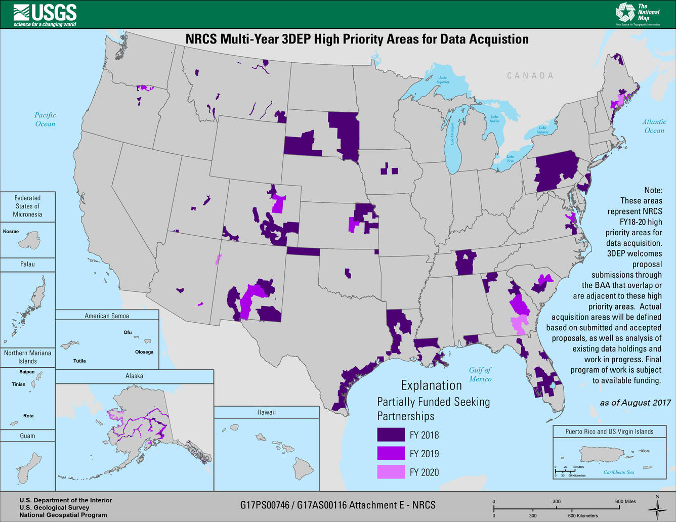 areas represent NRCS FY18-20 high priority areas for data acquisition