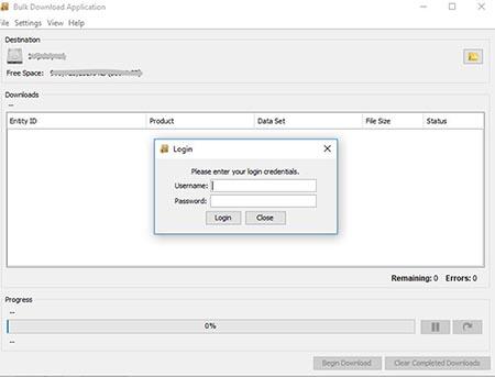 EarthExplorer Bulk Download Application (BDA)