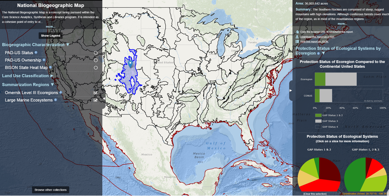 National Biologic Map screen shot. 