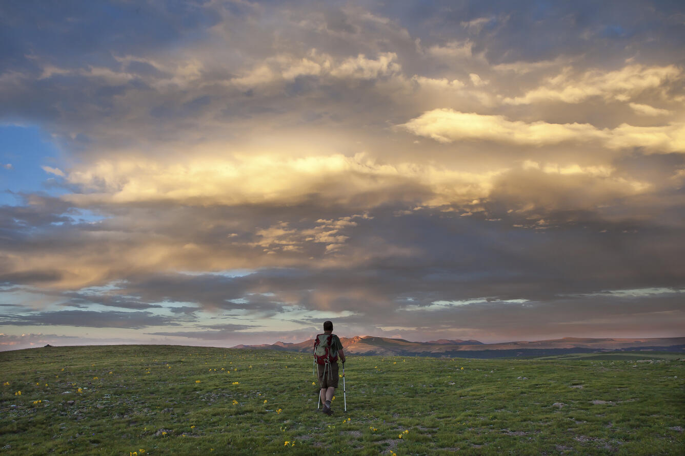 Person hiking on the Continental Divide Scenic Trail in Colorado