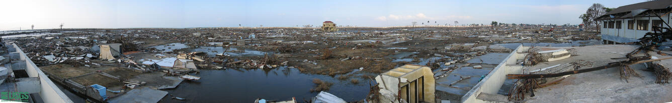 Panoramic photo of Banda Aceh after the 2004 Sumatra earthquake and tsunami.