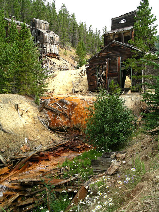 Abandoned mine site on Galena Creek in the Barker mining district in central Montana