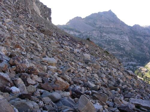 Thomas Creek in Ruby Mountains talus slope.