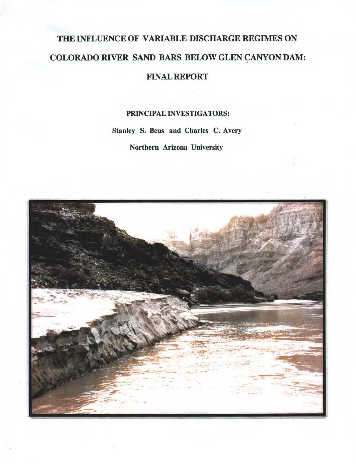 Report on variable discharge regimes influence on sandbars, 1993