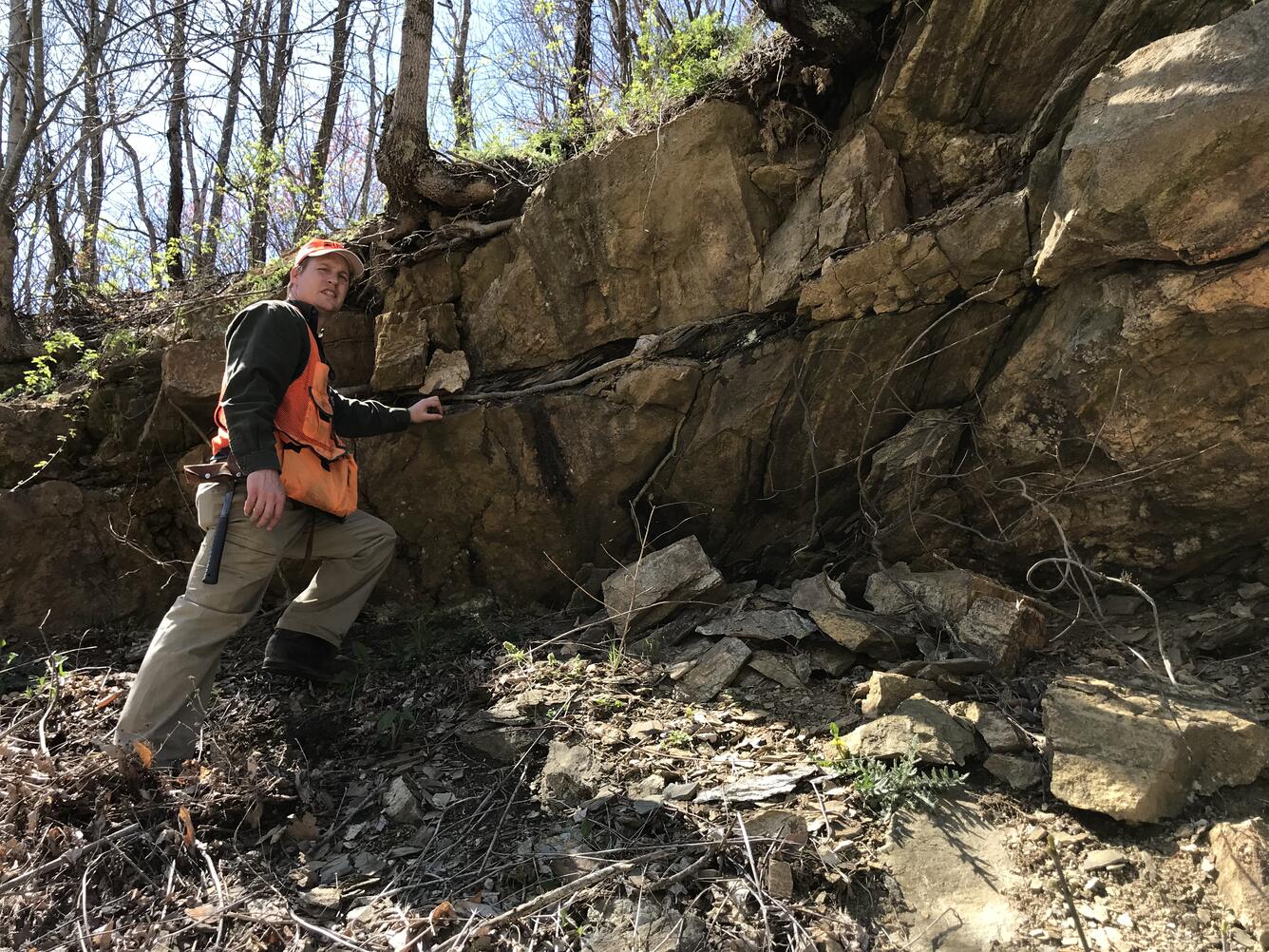 Arthur Merschat at a Neoproterozoic dike