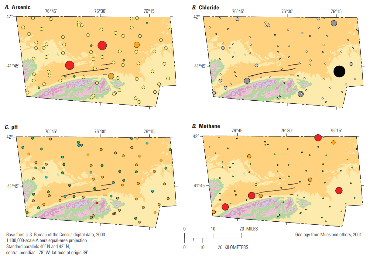 Maps of groundwater quality in Bradford County, Pennsylvania