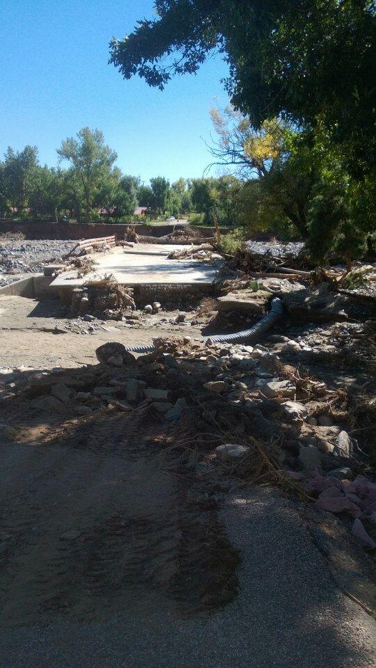 Bridge during the 2013 Big Thompson Flood, Sylvan Dale Ranch