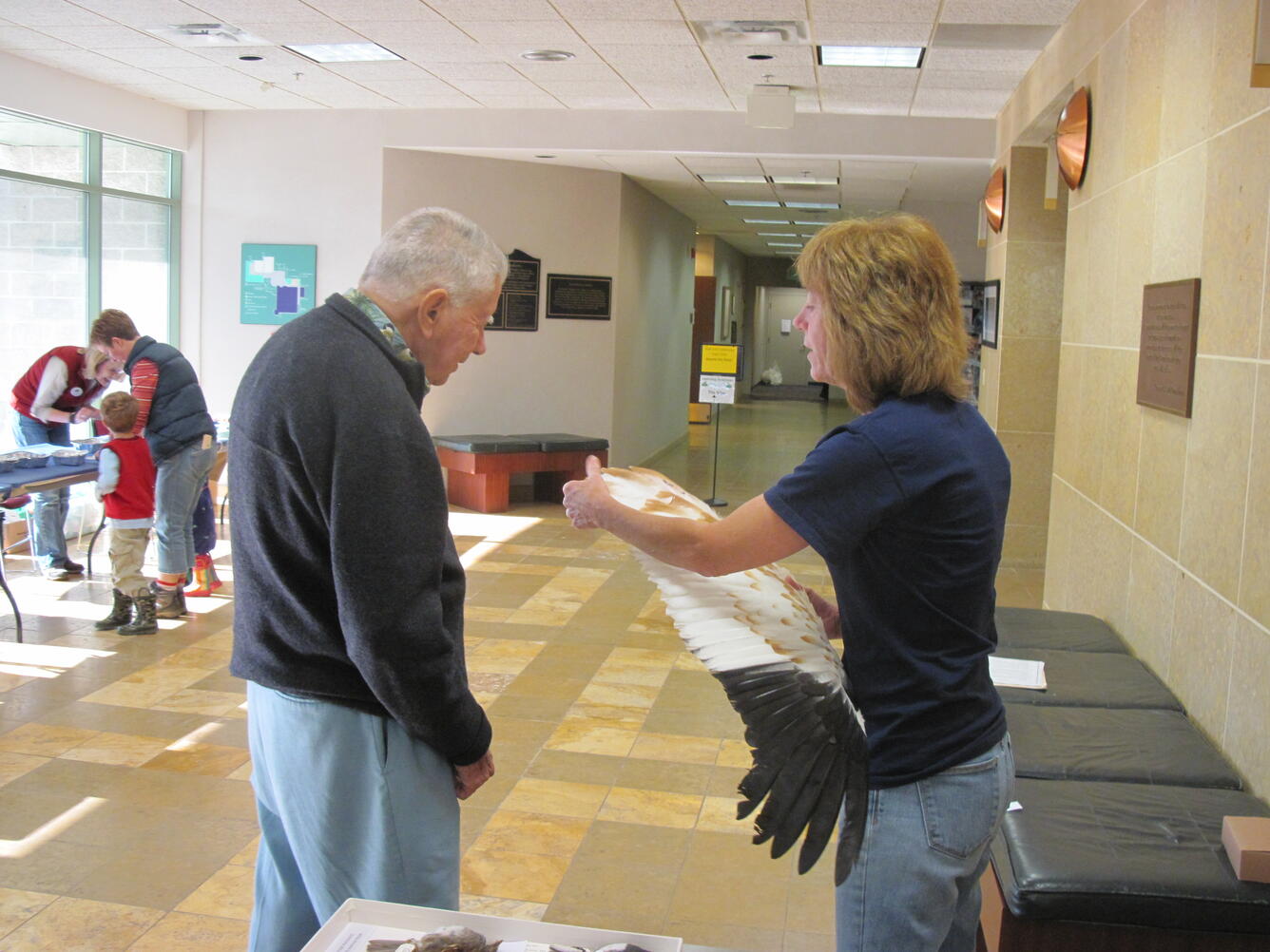 C. Angle showing a Whooping crane wing to Chandler Robbins