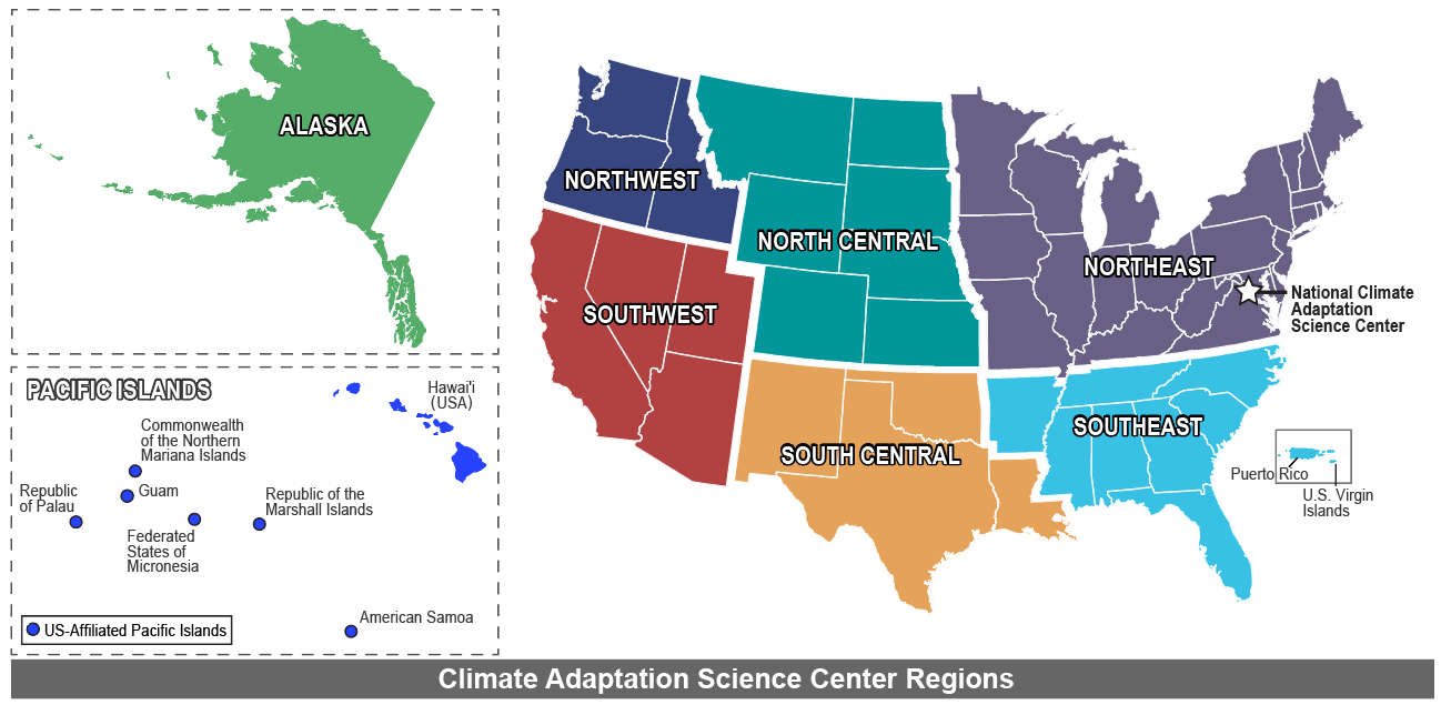 Regions On A Map Climate Adaptation Science Center Regions Map (2018) - Layout 1 | U.s.  Geological Survey