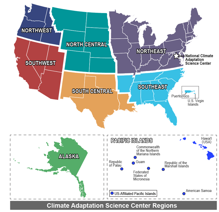 Regions Of The Us Map Climate Adaptation Science Center Regions Map (2018) - Layout 2 | U.s.  Geological Survey