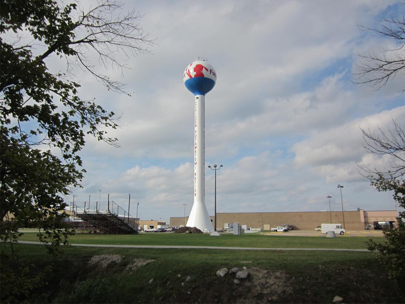 Water tower located in the Citizen Potawatomi Nation Tribal Jurisdictional Area, Shawnee, Oklahoma