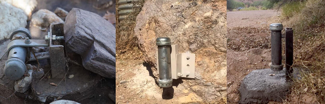 Image showing transducer installations in bedrock, sand and cobble channels