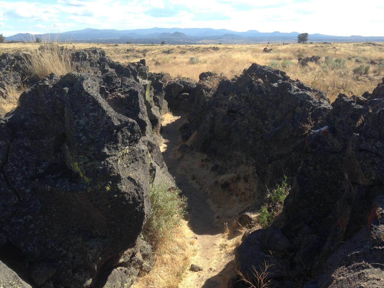 Tumulus of basalt lava makes Captain Jack's stronghold.