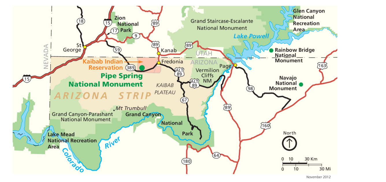Pipe Spring National Monument Map