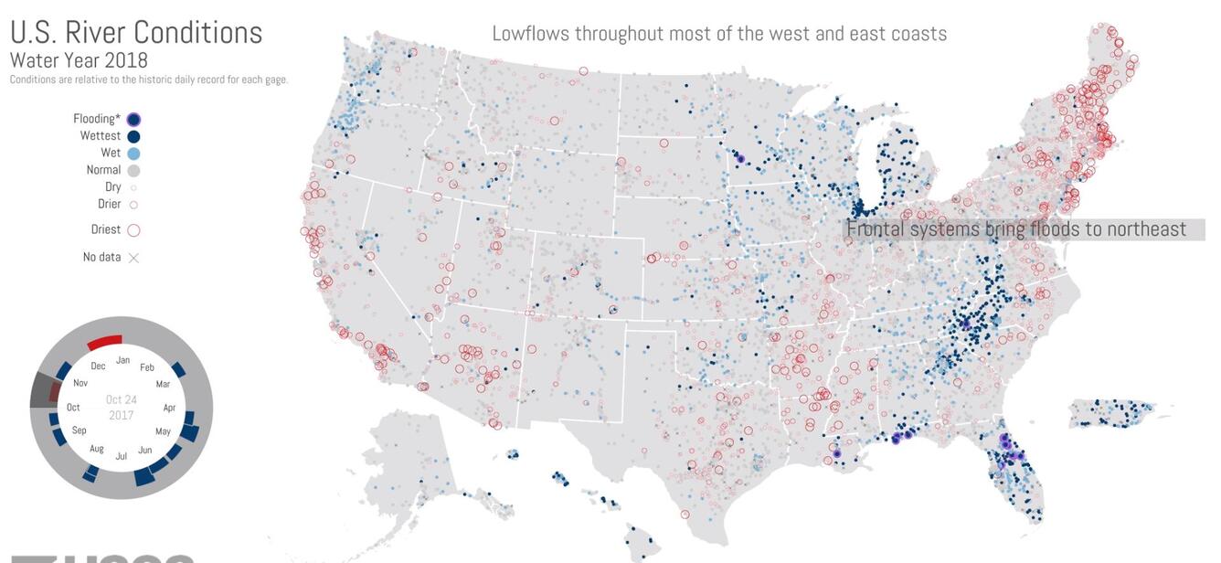 Screen capture of United States river conditions