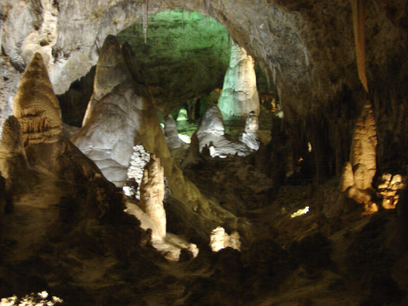 This is a photo of massive travertine speleothems.