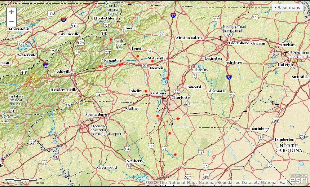 Map of Catawba Wateree groundwater network
