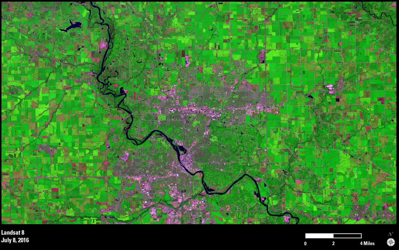 Image shows a satellite view of the Cedar River