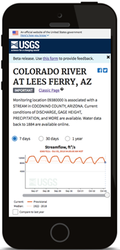 Cell phone depicting the Water Data App