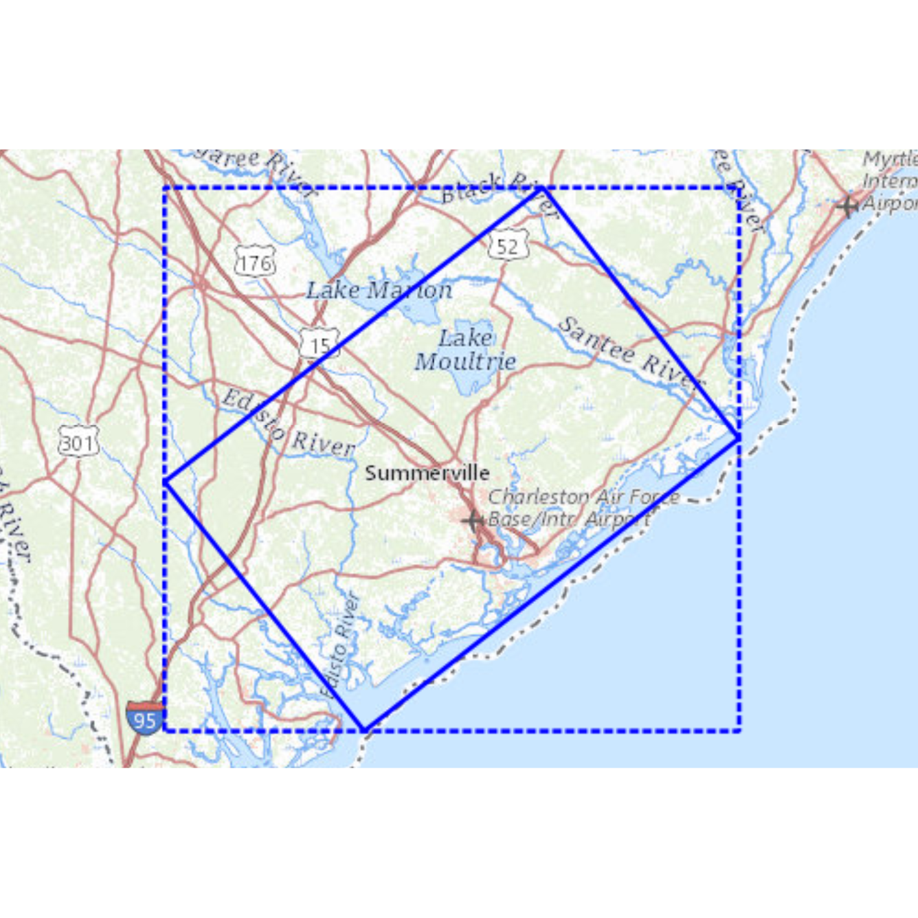 outlines of survey area in Charleston, SC