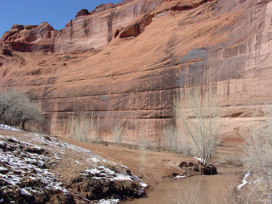 This is a photo of a winter scene along the stream.