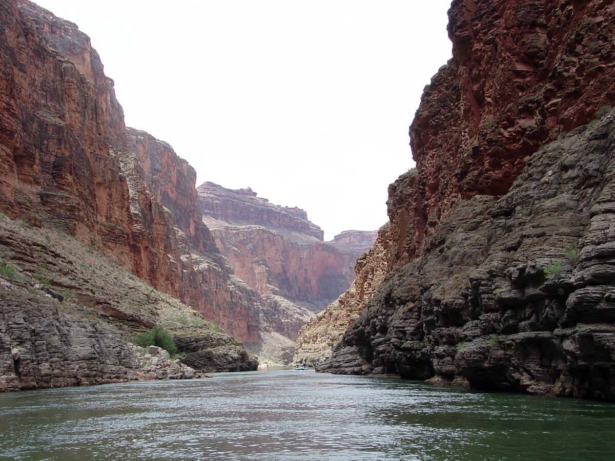 This is a photo of the Colorado River with Cambrian Muav Limestone along the river banks.