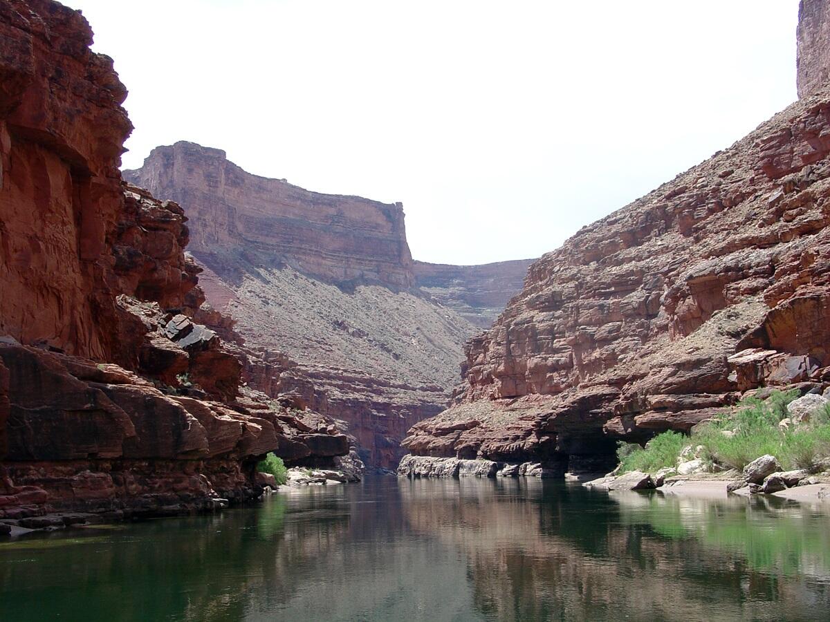 This is a photo of a view looking downstream in Marble Canyon.